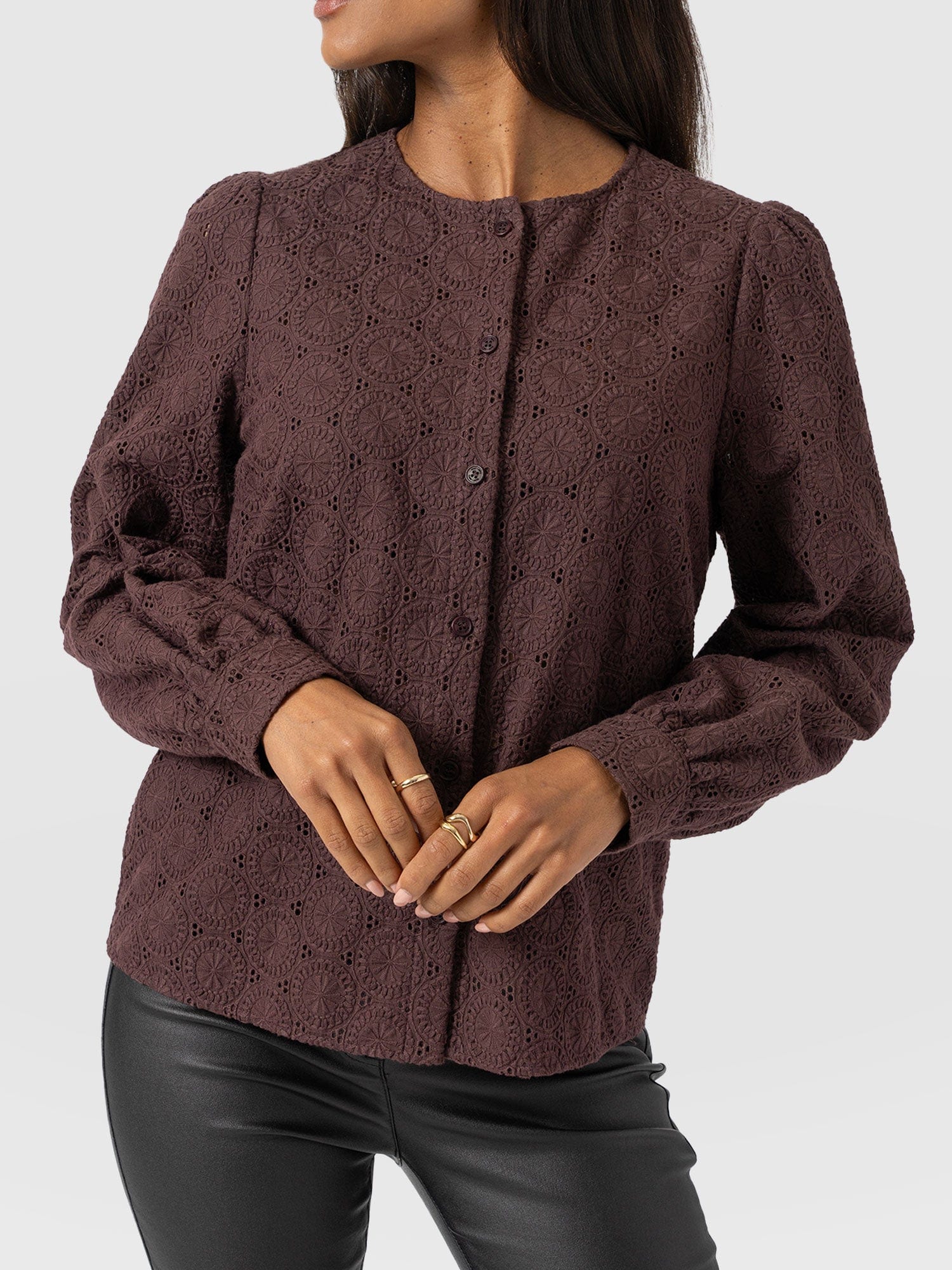 Tabitha Blouse - Maroon - Women's Blouses | Saint + Sofia® USA